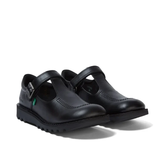 Jugend Damen Kick T-Bar Vel Leder Schwarz Jugend Damen Kick T-Bar Vel Leder Schwarz