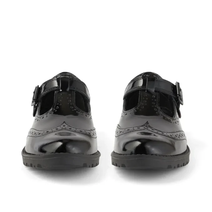Jugend-Damen Lachly Brogue T-Bar Lackleder Schwarz Jugend-Damen Lachly Brogue T-Bar Lackleder Schwarz