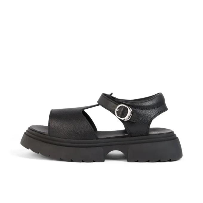 Jugend-Damenschuhe Kenzi Ledersandalen Schwarz Jugend-Damenschuhe Kenzi Ledersandalen Schwarz