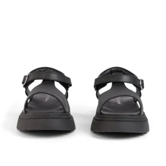 Jugend-Damenschuhe Kenzi Ledersandalen Schwarz