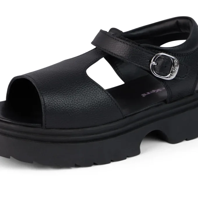 Jugend-Damenschuhe Kenzi Ledersandalen Schwarz Jugend-Damenschuhe Kenzi Ledersandalen Schwarz