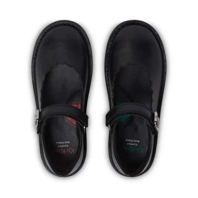Junior Mädchen Adlar MJ Scallop Leder Schwarz
