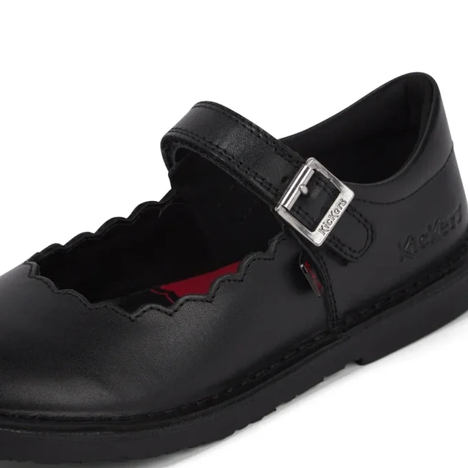 Junior Mädchen Adlar MJ Scallop Leder Schwarz