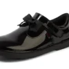 Junior Mädchen Adlar T-Bar-Schleifenstiefel aus Lackleder, schwarz