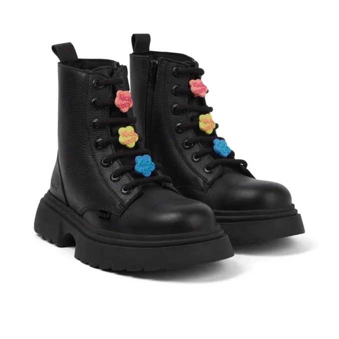 Junior Mädchen Kenzi Stiefel Charm Leder Schwarz Junior Mädchen Kenzi Stiefel Charm Leder Schwarz