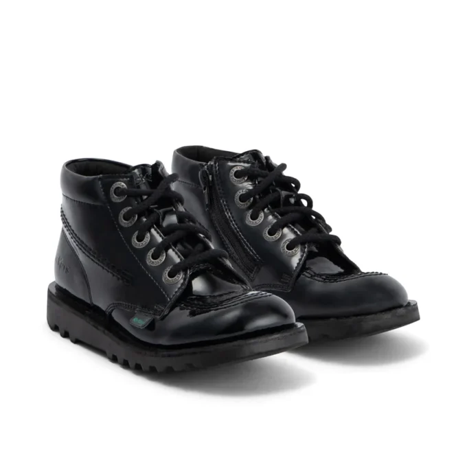 Junior Mädchen Kick Hi Zip Lederimitat Lackleder Schwarz Junior Mädchen Kick Hi Zip Lederimitat Lackleder Schwarz