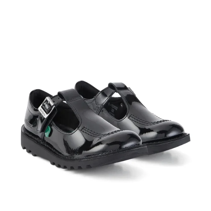 Junior Mädchen Kick T-Bar Lackleder Schwarz Junior Mädchen Kick T-Bar Lackleder Schwarz