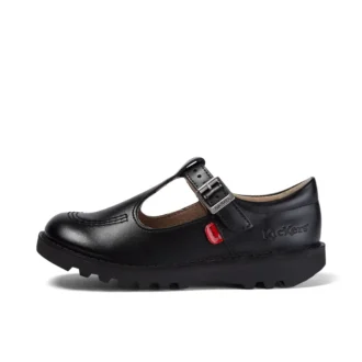 Junior Mädchen Kick T-Bar Leder Schwarz