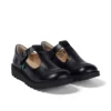 Junior Mädchen Kick T-Bar Leder Schwarz Junior Mädchen Kick T-Bar Leder Schwarz