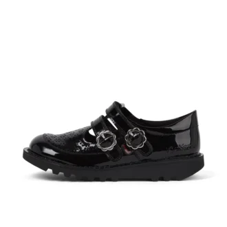 Junior Mädchen Kick T-Bar Meadow Lackleder Schwarz