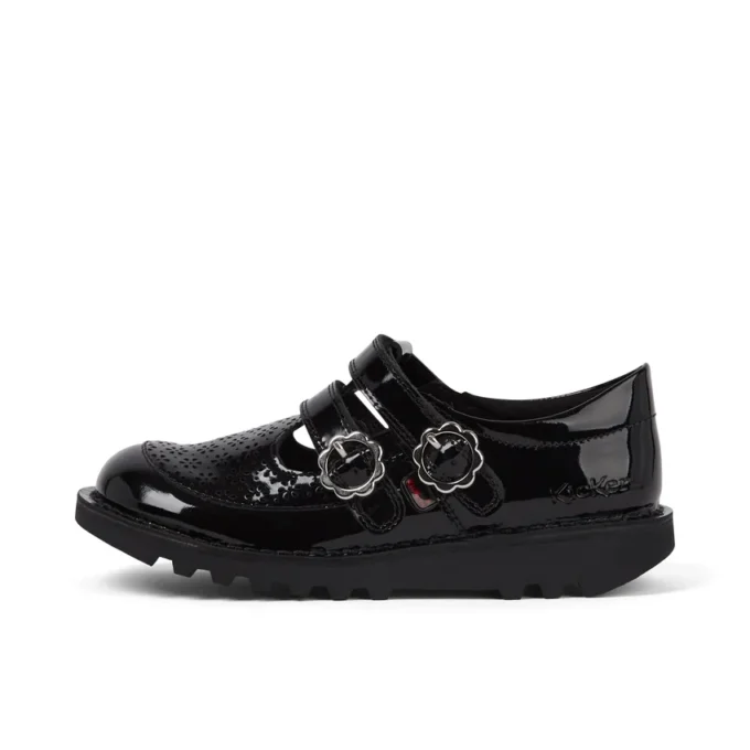 Junior Mädchen Kick T-Bar Meadow Lackleder Schwarz