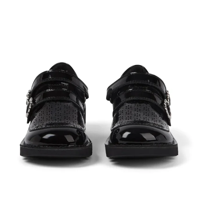 Junior Mädchen Kick T-Bar Meadow Lackleder Schwarz