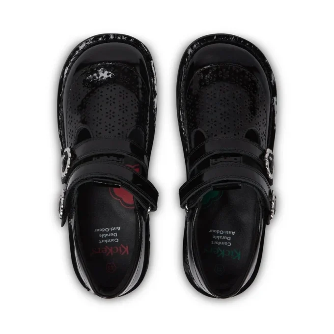 Junior Mädchen Kick T-Bar Meadow Lackleder Schwarz