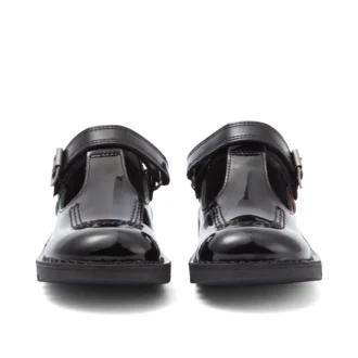Junior Mädchen Kick T-Bar Vel Lackleder Schwarz