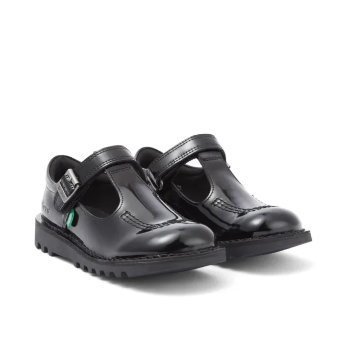 Junior Mädchen Kick T-Bar Vel Lackleder Schwarz Junior Mädchen Kick T-Bar Vel Lackleder Schwarz
