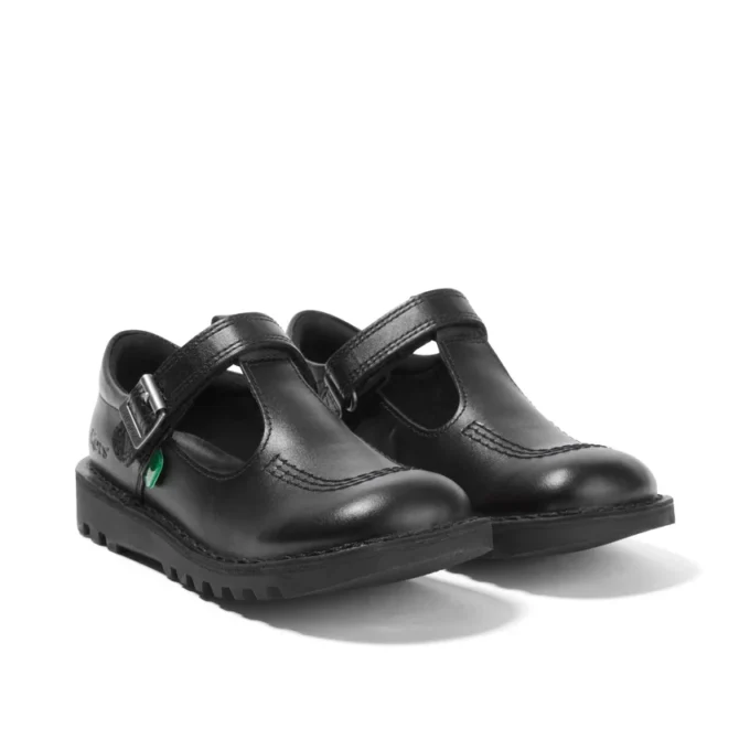 Junior Mädchen Kick T-Bar Vel Leder Schwarz Junior Mädchen Kick T-Bar Vel Leder Schwarz