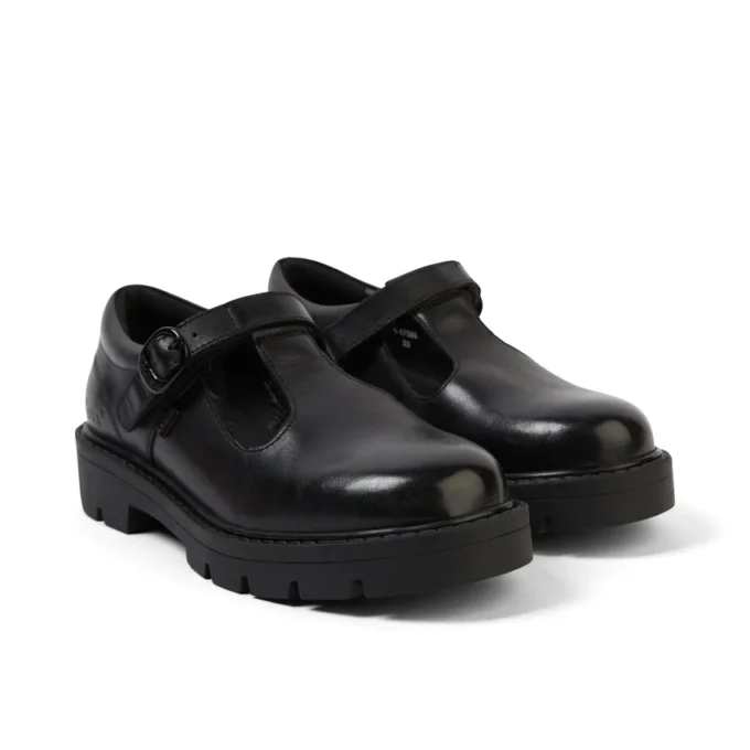 Junior Mädchen Kori T Bar Leder Schwarz Junior Mädchen Kori T Bar Leder Schwarz