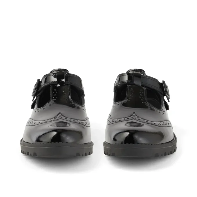 Junior Mädchen Lachly Brogue T-Bar Lackleder Schwarz Junior Mädchen Lachly Brogue T-Bar Lackleder Schwarz