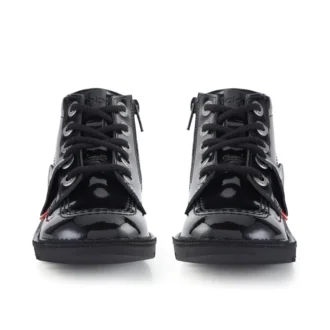 Junior Unisex Kick Hi Zip Lackleder Schwarz