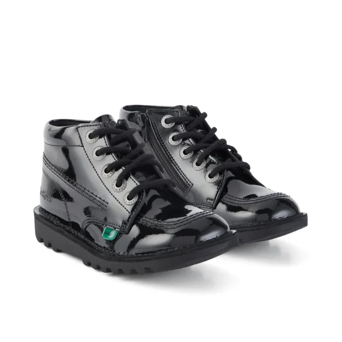 Junior Unisex Kick Hi Zip Lackleder Schwarz Junior Unisex Kick Hi Zip Lackleder Schwarz