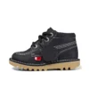 Junior Unisex Kick Hi Zip Leder Schwarz/Weiß Junior Unisex Kick Hi Zip Leder Schwarz/Weiß