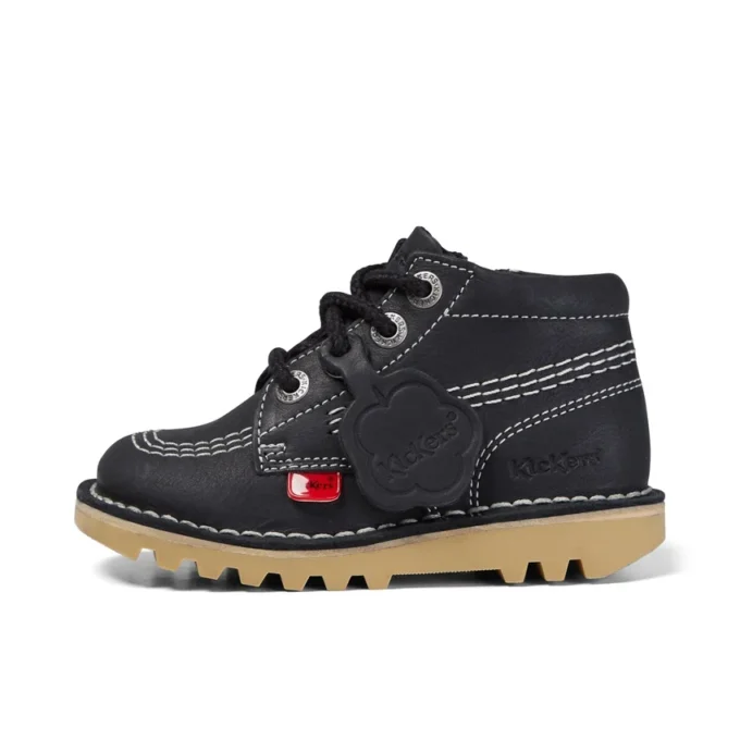 Junior Unisex Kick Hi Zip Leder Schwarz/Weiß Junior Unisex Kick Hi Zip Leder Schwarz/Weiß