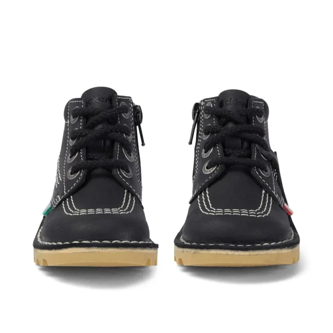 Junior Unisex Kick Hi Zip Leder Schwarz/Weiß Junior Unisex Kick Hi Zip Leder Schwarz/Weiß