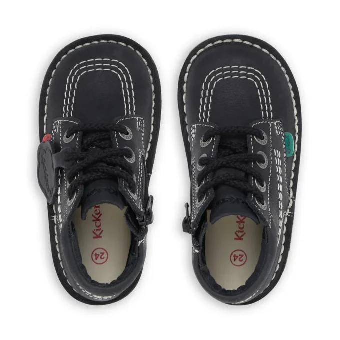 Junior Unisex Kick Hi Zip Leder Schwarz/Weiß Junior Unisex Kick Hi Zip Leder Schwarz/Weiß