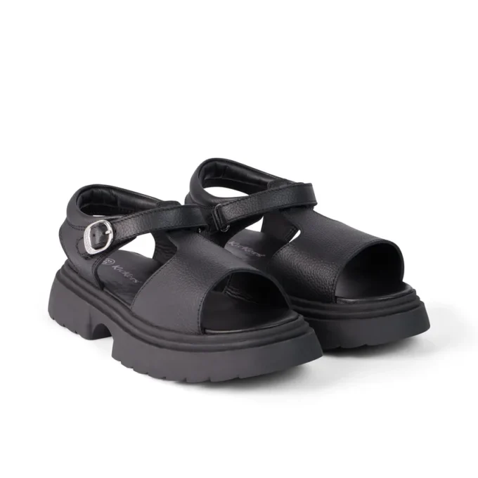 Kenzi-Sandalen für Mädchen aus schwarzem Leder Kenzi-Sandalen für Mädchen aus schwarzem Leder