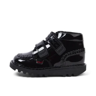 Kick Hi Vel Brogue Lackleder für Mädchen im Kleinkindalter, schwarz