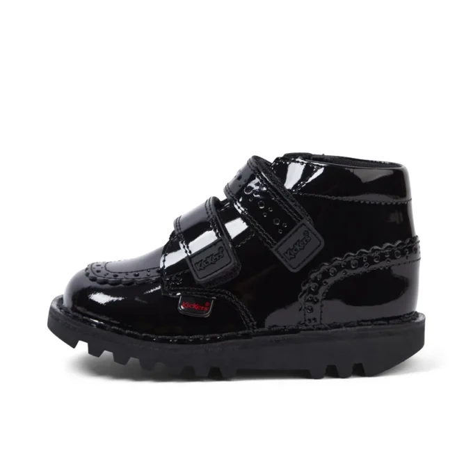 Kick Hi Vel Brogue Lackleder für Mädchen im Kleinkindalter, schwarz Kick Hi Vel Brogue Lackleder für Mädchen im Kleinkindalter, schwarz