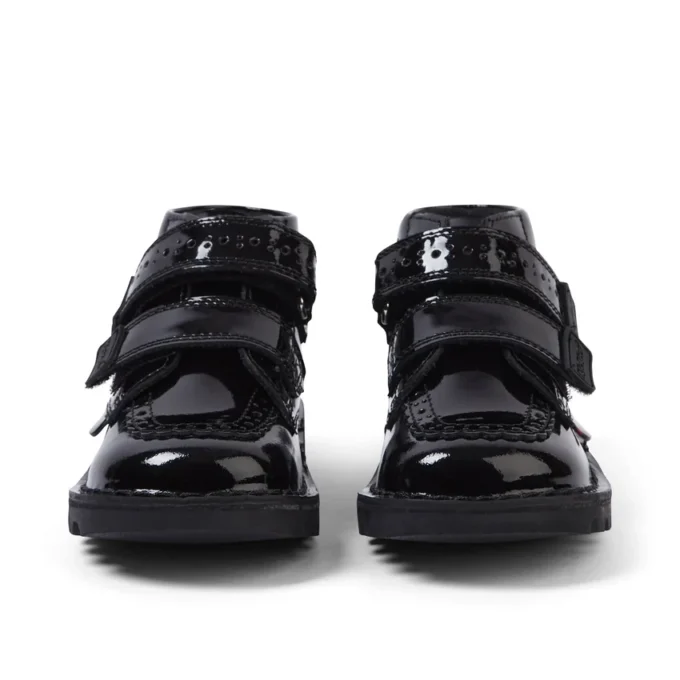 Kick Hi Vel Brogue Lackleder für Mädchen im Kleinkindalter, schwarz Kick Hi Vel Brogue Lackleder für Mädchen im Kleinkindalter, schwarz