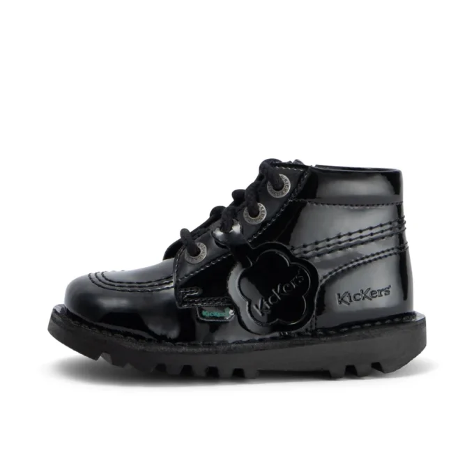 Kick Hi Zip für Mädchen im Kleinkindalter aus Lederimitat und Lackleder, schwarz Kick Hi Zip für Mädchen im Kleinkindalter aus Lederimitat und Lackleder, schwarz