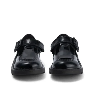 Kick T-Bar für Kleinkinder, Mädchen, Velours-Lackleder, schwarz