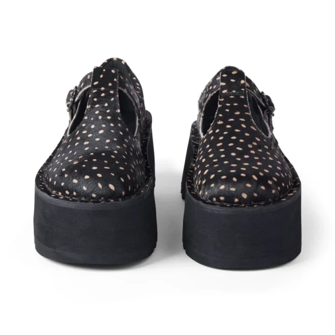 Kick T-Bar-Plateauschuhe für Damen, Leder, schwarz Kick T-Bar-Plateauschuhe für Damen, Leder, schwarz