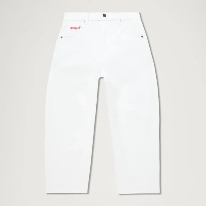 Kickers Classic Barrel Leg Jeans für Damen, Weiß Kickers Classic Barrel Leg Jeans für Damen, Weiß