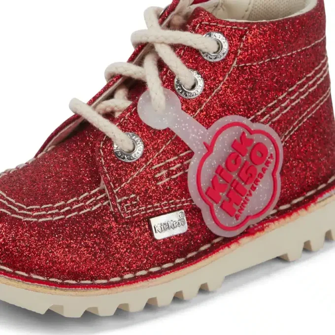 Kickers Kick Hi Glitter Stiefel für Kleinkinder, Unisex, Rot Kickers Kick Hi Glitter Stiefel für Kleinkinder, Unisex, Rot