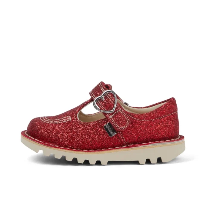 Kickers Unisex Kick T-Bar Glitzer-Schuhe für Kleinkinder, rot Kickers Unisex Kick T-Bar Glitzer-Schuhe für Kleinkinder, rot