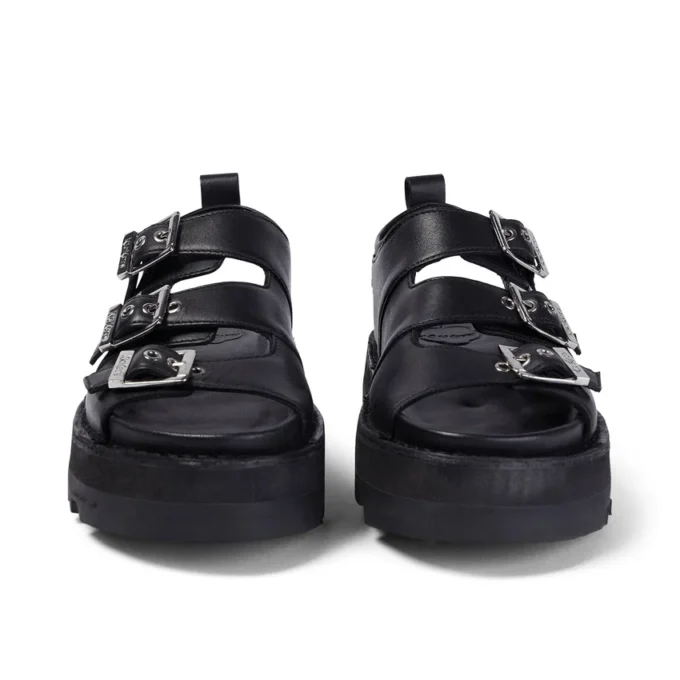 Knox Lo Buckle Ledersandale für Damen, schwarz Knox Lo Buckle Ledersandale für Damen, schwarz