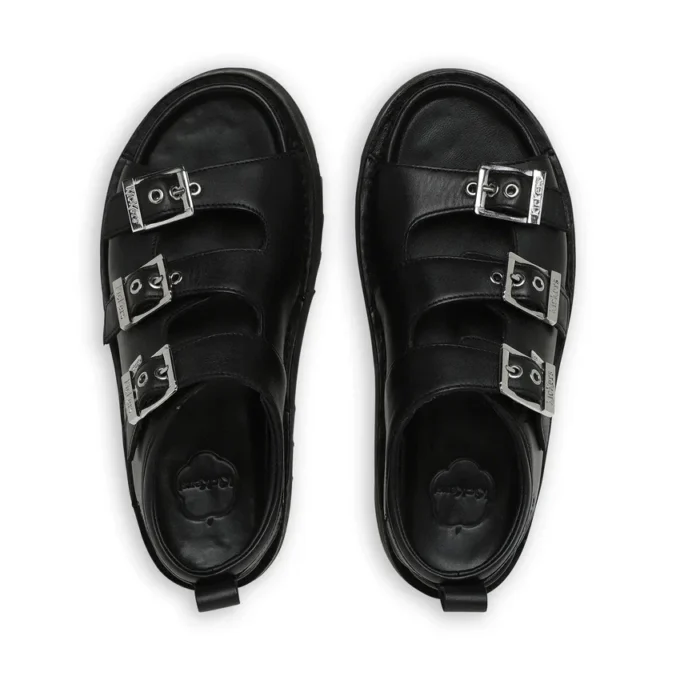 Knox Lo Buckle Ledersandale für Damen, schwarz Knox Lo Buckle Ledersandale für Damen, schwarz