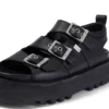 Knox Lo Buckle Ledersandale für Damen, schwarz Knox Lo Buckle Ledersandale für Damen, schwarz