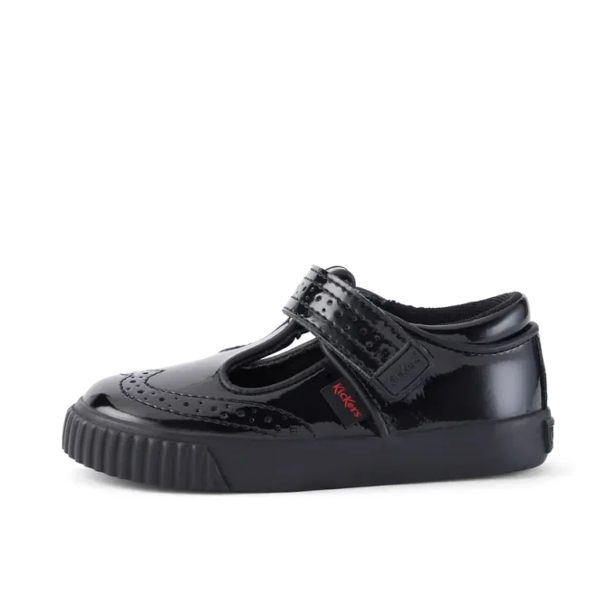 Tovni Brogue T-Bar für Mädchen im Kleinkindalter, Lackleder, schwarz Tovni Brogue T-Bar für Mädchen im Kleinkindalter, Lackleder, schwarz