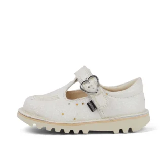 Unisex-Kick T-Bar-Glitzerschuhe für Kleinkinder, weiß
